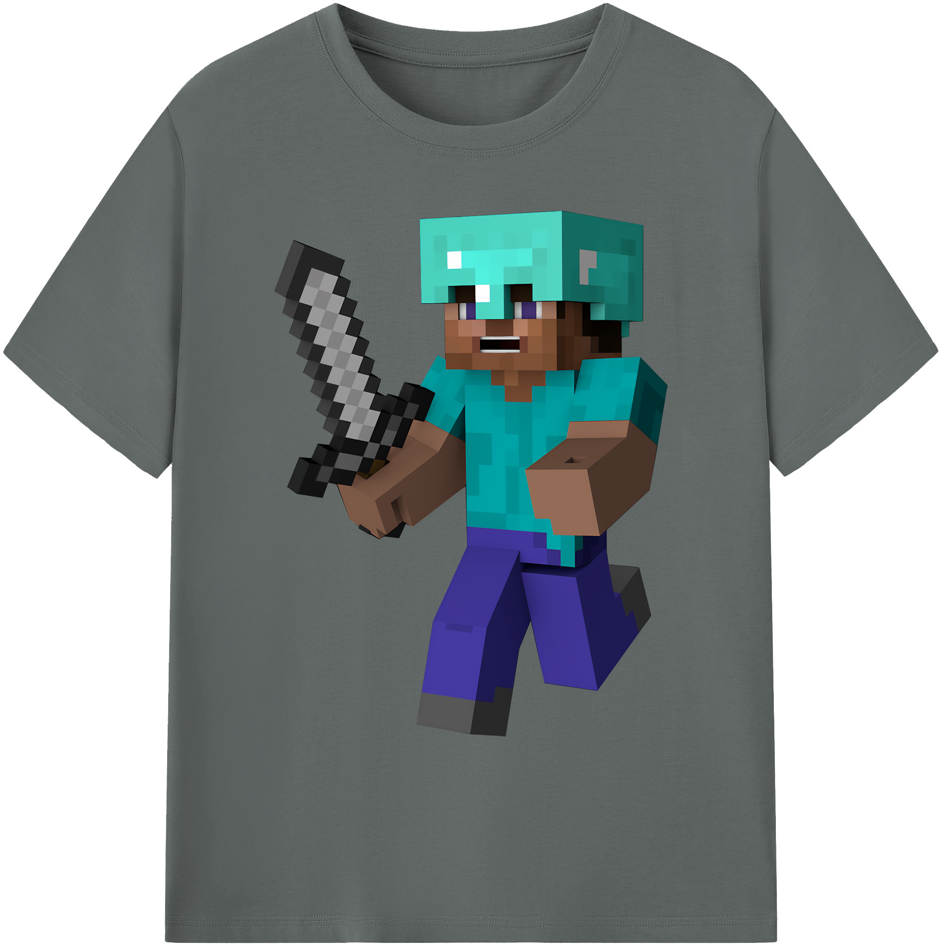（画像用） マインクラフト ブロックの世界 Minecraft MC Block world 綿100％ メンズ半袖Tシャツ｜肌触りやわらか＆通気性